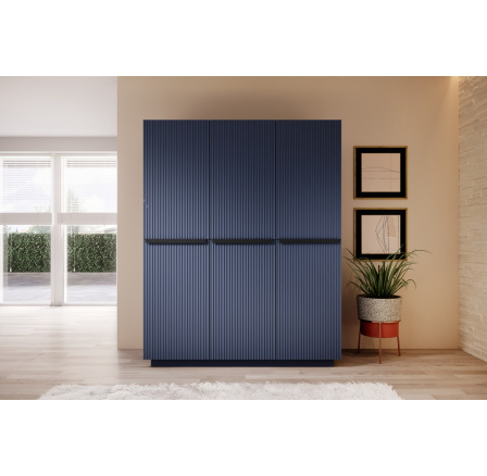 Skříň Nicole 150 cm - modrá MDF / černé úchyty Skříň Nicole 150 cm - modrá MDF / černé úchyty