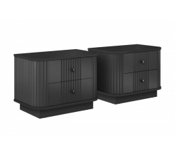 2 x VESPER NOČNÍ STOLEK 56 2SZ - černý MDF / černý MDF / černé úchyty / sokl