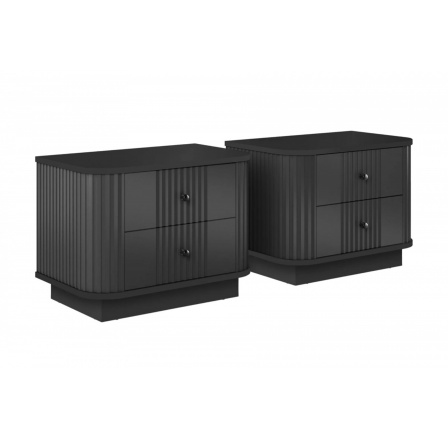 2 x VESPER NOČNÍ STOLEK 56 2SZ - černý MDF / černý MDF / černé úchyty / sokl 2 x VESPER NOČNÍ STOLEK 56 2SZ - černý MDF / černý MDF / černé úchyty / sokl