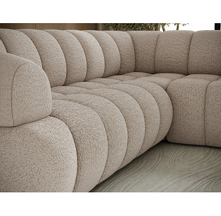 Tontano corner sofa with sleeping function and electrically extendable seat, beige bouclé, right-hand Royal 18 183x77 Right