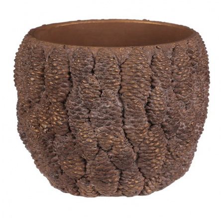 Obal betonový - vzor šišek, vel. L, hnědo-zlatý