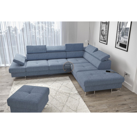 Rohová sedací souprava GALAXY s funkcí spaní 225x280 - modrá , pravá