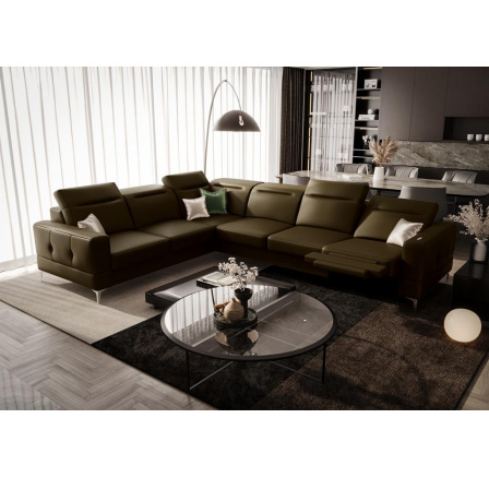 Rohová sedací souprava MALIBU MAX , relax 320x250 přírodní kůže - pravá, Kůže olivově hnědá Rohová sedací souprava MALIBU MAX , relax 320x250 přírodní kůže - pravá, Kůže olivově hnědá