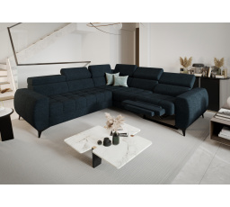 Rohová sedací souprava PORTO II , relax 255X258 cm - modrá , pravá