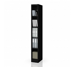 Úzký kovový regál, archivační na dokumenty černý: TIM 250 x 1850 x 400 mm