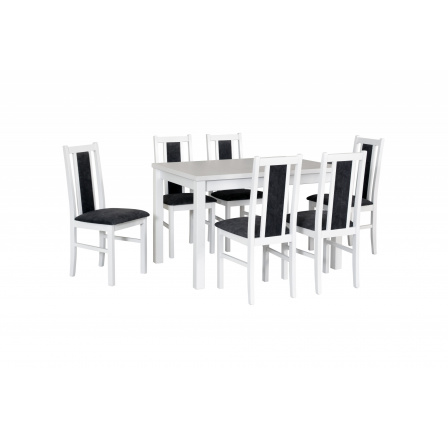 MILENIUM- jídelní set stůl+6 židlí (MaxV+Boss XIV ) bílá/látka 8 tmavě šedá - kolekce "DRE" (DM) (K150)
