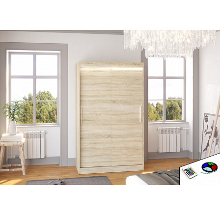 Posuvná skříň s LED osvětlením COLLIN 120 Sonoma