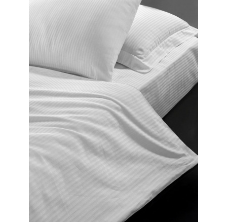 Hotelové povlečení 140x200, 70x90cm Atlas gradl  Bílý - česaný 145g/m2, proužek 4 mm