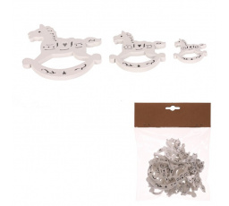 Houpací koníci - dřevo, mix 3 vel., bílá barva, cena za balení (18 ks)