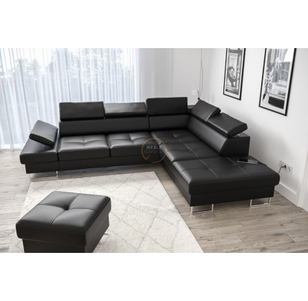 Rohová sedací souprava GALAXY s funkcí spaní 225x280 přírodní kůže - Pravá strana, černá kůže Rohová sedací souprava GALAXY s funkcí spaní 225x280 přírodní kůže - Pravá strana, černá kůže