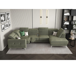 Rohová sedací souprava MALIBU MAX II s funkcí spaní a relaxací 180x350x182 cm - Olivová , levá strana