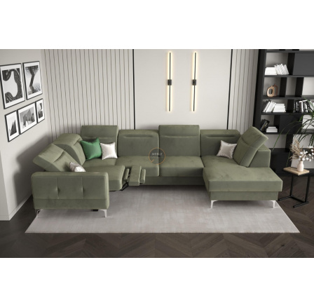 Rohová sedací souprava MALIBU MAX II s funkcí spaní a relaxací 180x350x182 cm - Olivová , levá strana Rohová sedací souprava MALIBU MAX II s funkcí spaní a relaxací 180x350x182 cm - Olivová , levá strana