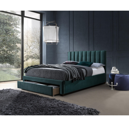 Postel s úložným prostorem GRACE 140, Zelený Velvet