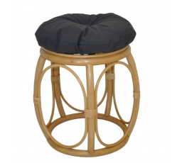 Ratanová taburetka široká medová polstr tmavě šedý melír