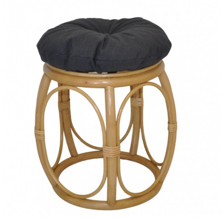 Ratanová taburetka široká medová polstr tmavě šedý melír Ratanová taburetka široká medová polstr tmavě šedý melír
