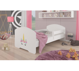 Postel s matrací a zábranou PEPE UNICORN 140x70 Bílá