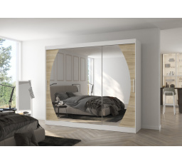 Posuvná skříň se zrcadlem CAMBE 250 Bílá+Sonoma