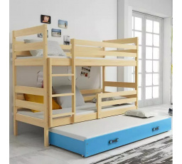ERYK 3 OSOBOWE RAMA SOSNA SZUFLADA NIEBIESKI BEZ MATERACY 80 X 190 KPL