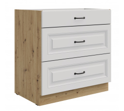 Dolní skřínka STELLO - 80 D 3S BB, Dub Artisan/Bílý mat
