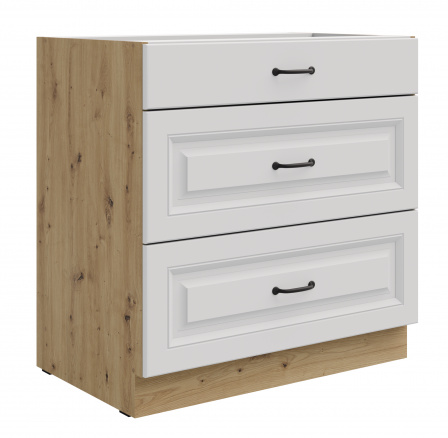Dolní skřínka STELLO - 80 D 3S BB, Dub Artisan/Bílý mat
