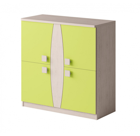 Komoda TENUS TK4D T-04, dub santana/zelená