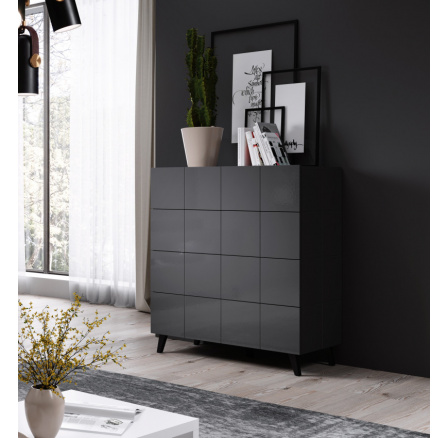 Komoda REJA KOM4S, grafitový lesklý / granátový lesklý