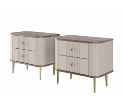 Sada nočních stolků Vesper 56 cm - kašmír / ořech / zlaté nohy