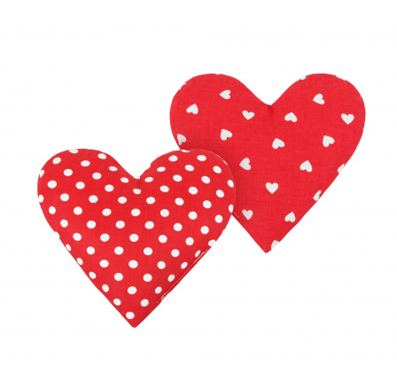 Polštářek srdíčko SADA 2ks puntík a srdíčka červená