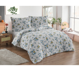 Povlečení krep 140x200, 70x90cm Olivie blue nitěný knoflík