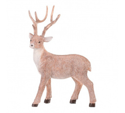 Jelen - polyresinová figurka, stojící, vel. XL, béžovo-hnědý