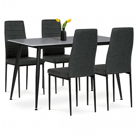 Jídelní set s 4 židlemi, 130x70x76cm mramor, ASE-1003 BK2 Jídelní set s 4 židlemi, 130x70x76cm mramor, ASE-1003 BK2