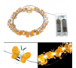 Řetěz s LED světýlky - včelky, barva teplá bílá