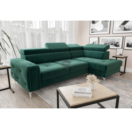 Rohová sedací souprava s funkcí spaní ORION 165x255 - zelená , pravá