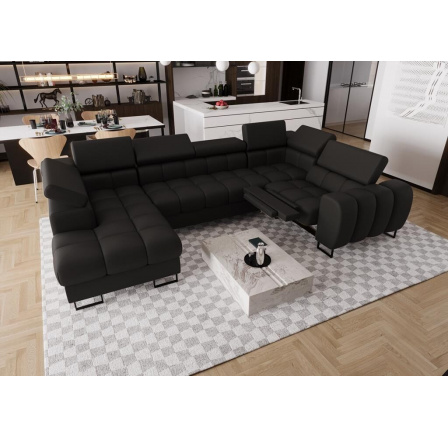 Rohová sedací souprava ASPEN MAX II , relax 198x350x170 cm přírodní kůže - černá kůže , pravá Rohová sedací souprava ASPEN MAX II , relax 198x350x170 cm přírodní kůže - černá kůže , pravá