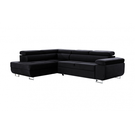 Rohová sedací souprava levá strana s funkcí spaní Annabelle - Černý Solar 99