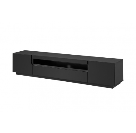 Komoda LOFTIA 2D1K - RTV 200 cm, Černá/Černý mat