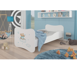Dětská postel GONZALO s matrací, 140x70 cm, Bílá/Teddy Bear and Cloud