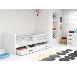 Dětská postel RICO 80x190 cm se šuplíkem, s matrací, Bílá/Bílá