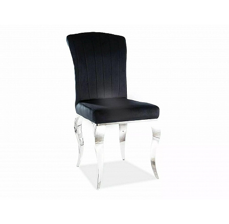 Jídelní židle PRINCE, černá potahová látka 186/kov, chrom