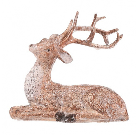 Jelen - polyresinová figurka, sedící, vel. S, béžovo-hnědý