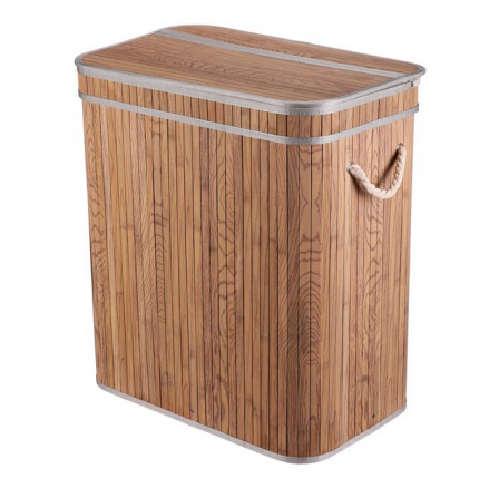 Koš prádelní - bambusový, s víkem, šedo-hnědý