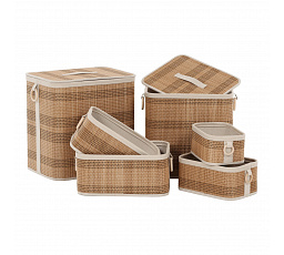 Koš regálový a prádelní - bambus, přírodní, cena za sadu 6 ks