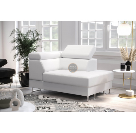 Křeslo lenoška GALAXY přírodní kůže - Pravá strana, Bílá kůže