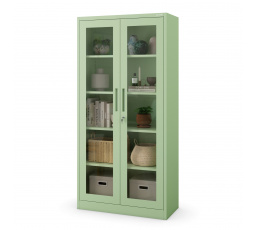 Skleněná vitrína AMELIA, 900 x 1850 x 400 mm, Fresh Style: pastelově zelená