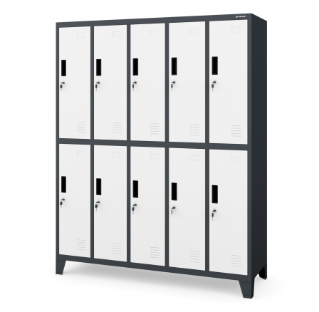 Šatní skříň s 10 boxy antracitovo-bílá: BARTEK, 1360 x 1720 x 450 mm